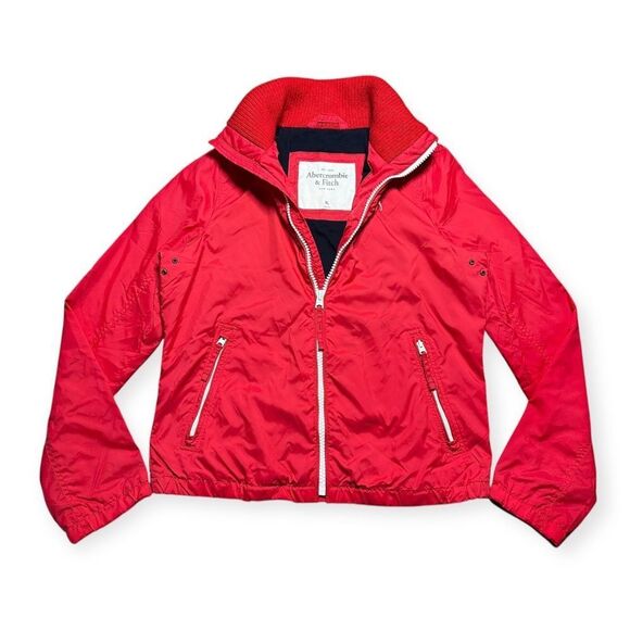 Abercrombie & Fitch Jacket XL Rainey Trail Full Zip Red Windbreaker - Picture 2 of 8